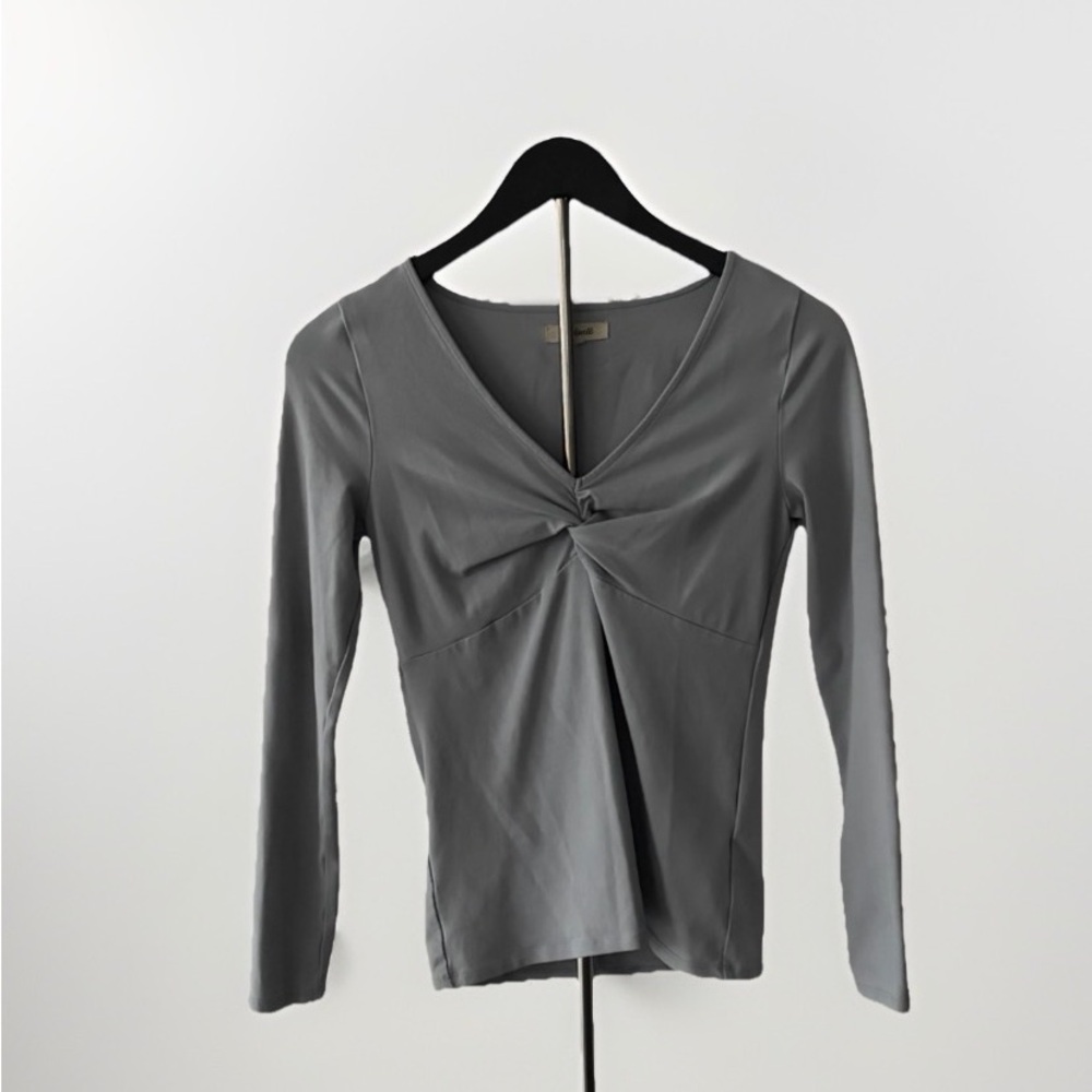 Madewell Slate Gray Twist Front Long Sleeve Top Size Small Excellent